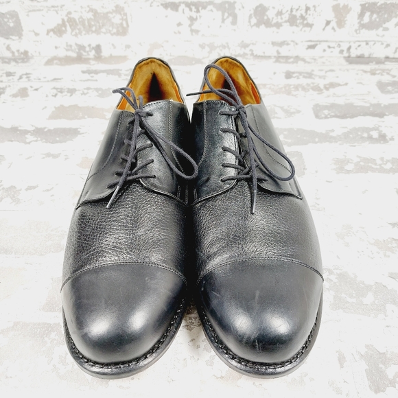 Tauer & Johnson Cap Toe Men's Lace Up Formal Black Leather Dress Shoes V529 - Picture 3 of 13